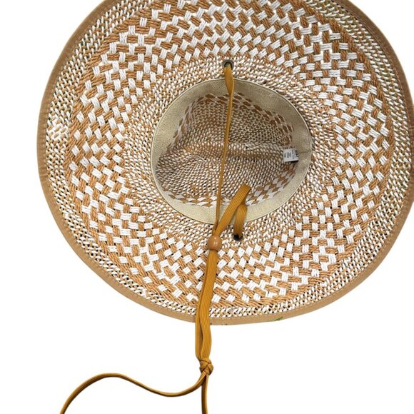 BP Women's Coastal Cowgirl Woven Straw Hat Wide Brim with Tie Strap Resort OS - Picture 6 of 10